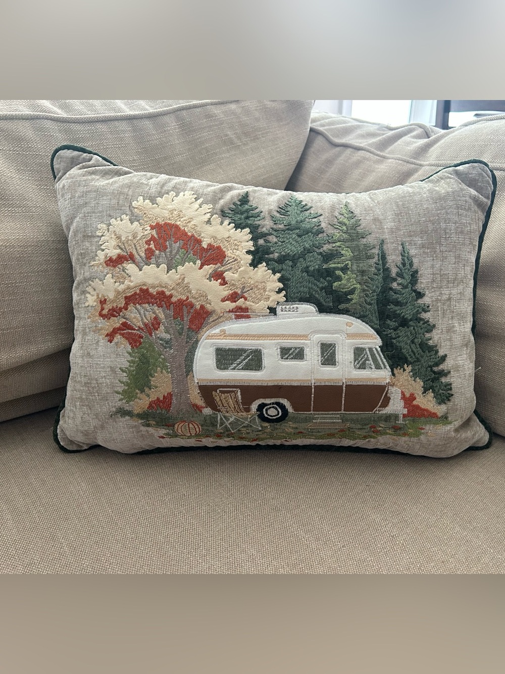 “New” Retreat by Secret Celebrity Rustic Camper Embroidered Accent Pillow